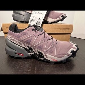 Salomon Speedcross 6 Trail Running Shoes Moonscape/Black/Ashes of Roses Womans 9